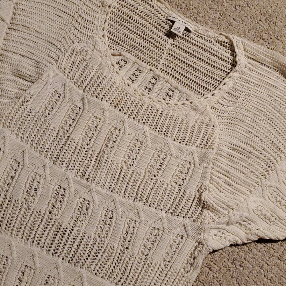 Banana Republic cream crochet sweater